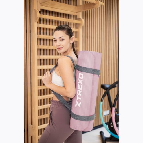 XTREXO NBR 15 mm exercise mat with strap pink