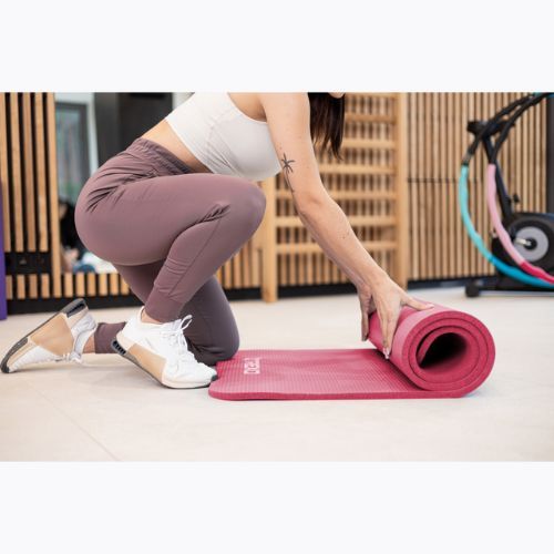 TREXO NBR 15 mm exercise mat with strap pink