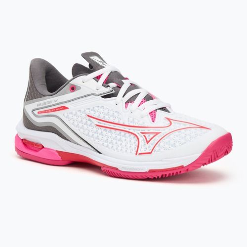 Women's tennis shoes Mizuno Wave Exceed Tour 6 CC white/radiant red/quiet shade