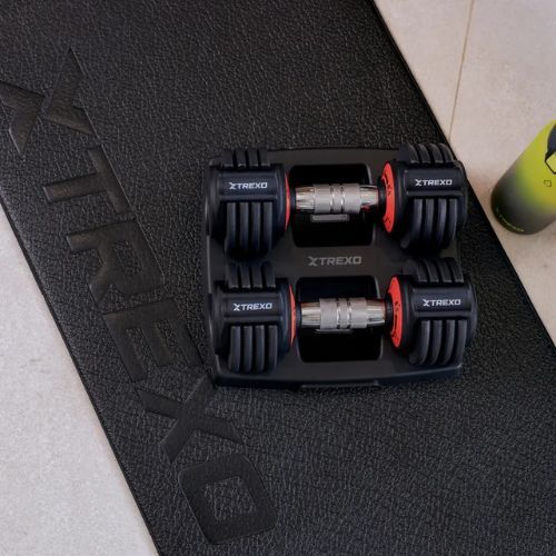TREXO adjustable dumbbell set 2 x 5.75 kg black