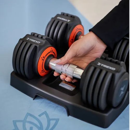 TREXO adjustable dumbbell set 2 x 5.75 kg black