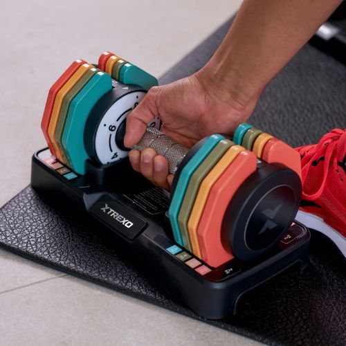 TREXO adjustable dumbbell set 2 x 10 kg multicolour