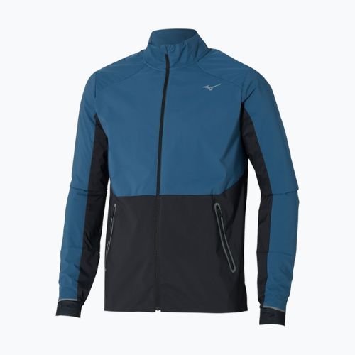 Men's running jacket Mizuno Premium Warm blue wing teal