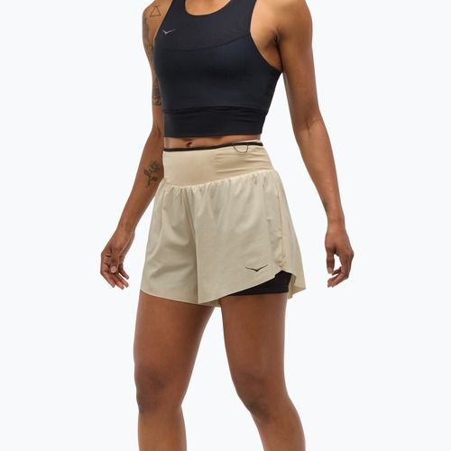 Women's running shorts HOKA Skyglide oatmeal