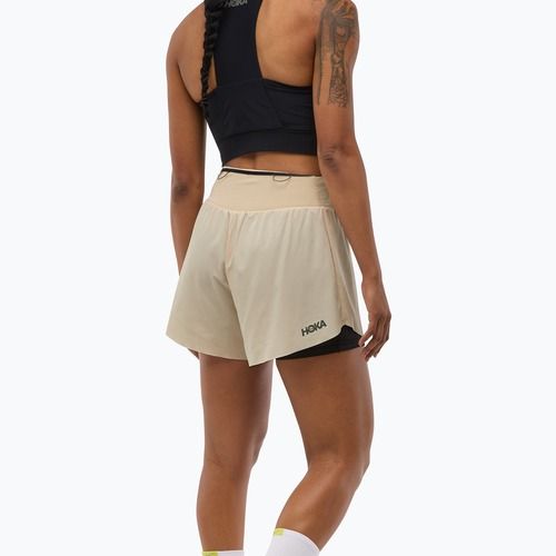 Women's running shorts HOKA Skyglide oatmeal