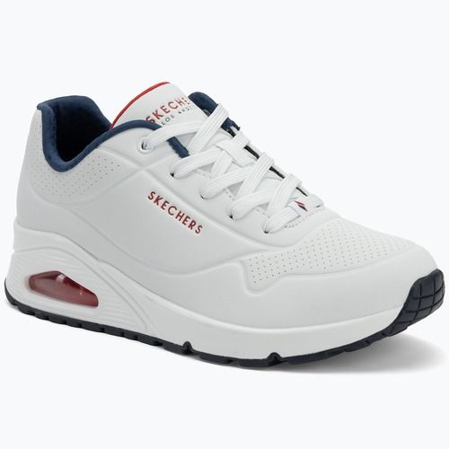 SKECHERS Uno Stand On Air women's shoes white durabuck/navy/red trim/mesh