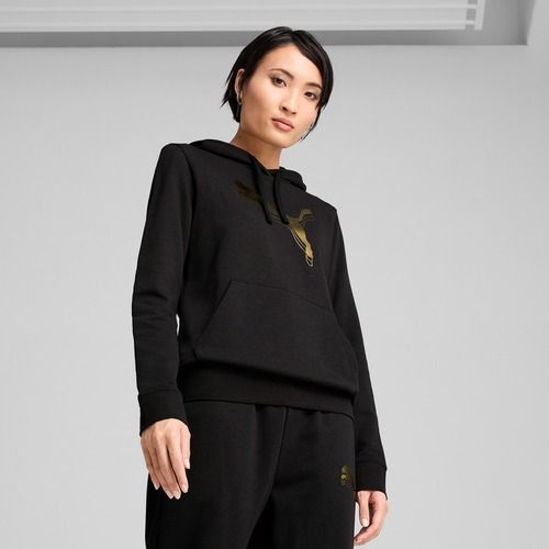 Women's sweatshirt PUMA ESS Metalic Hoodie TR puma black/metallic gold