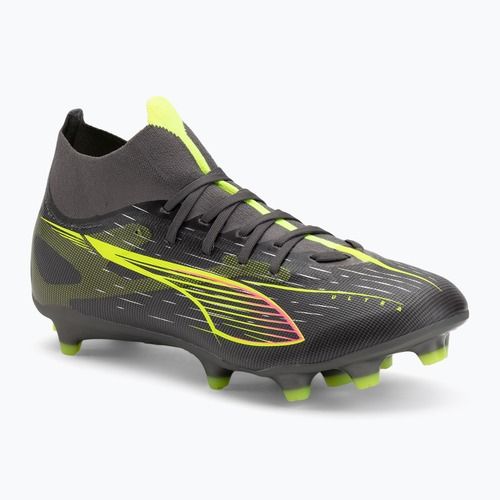 Men's football boots PUMA Ultra 5 Match+ FG/AG matte aged silver/yellow alert/puma aged silver