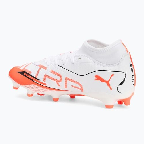 Men's football boots PUMA Ultra 5 Play+ FG/AG puma white/puma black/glowing red