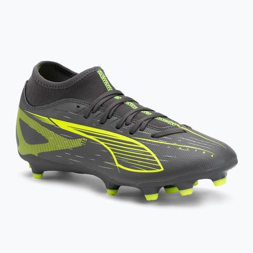 Men's football boots PUMA Ultra 5 Play+ FG/AG matte aged silver/yellow alert/puma aged silver