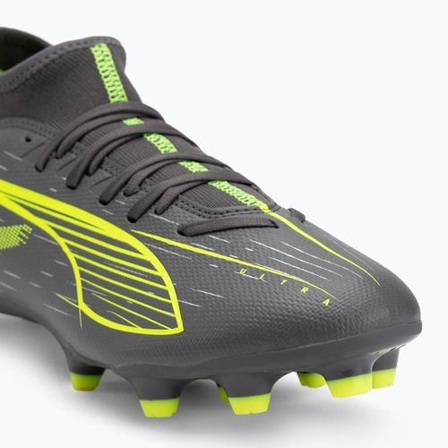 Men's football boots PUMA Ultra 5 Play+ FG/AG matte aged silver/yellow alert/puma aged silver
