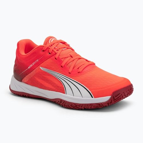 PUMA Accelerate Turbo handball shoes glowing red/white/dark crimson/black