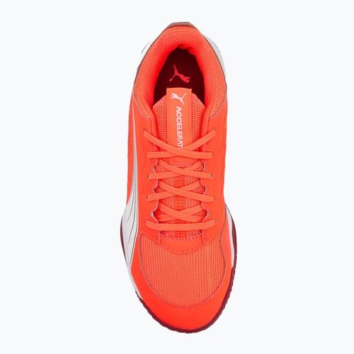 PUMA Accelerate Jr children's handball shoes glowing red/white/dark crimson/black