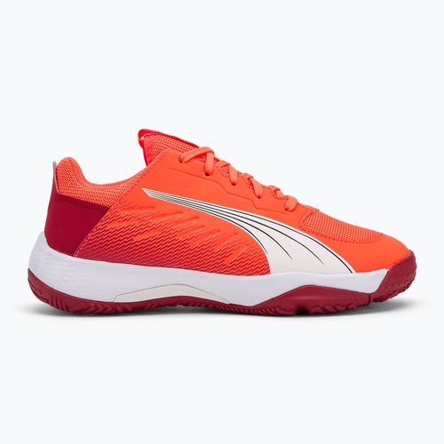 PUMA Accelerate Jr children's handball shoes glowing red/white/dark crimson/black