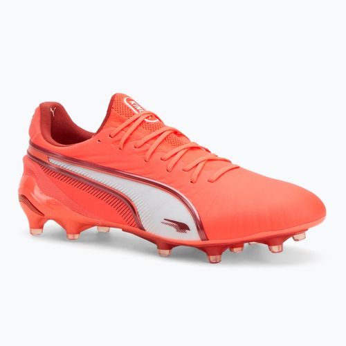 Men's football boots PUMA King Ultimate FG/AG glowing red/puma white/red fire