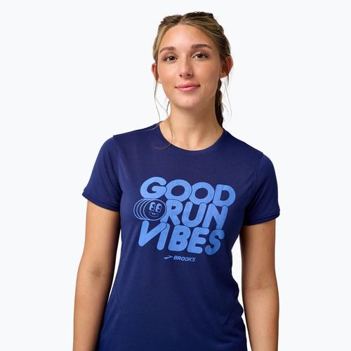 Women's running T-shirt Brooks Distance 3.0 midnight/good run vibes