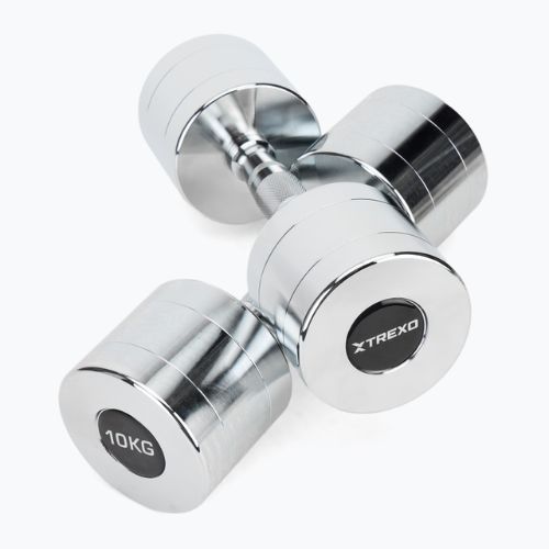 XTREXO chrome dumbbells 2x10 kg silver