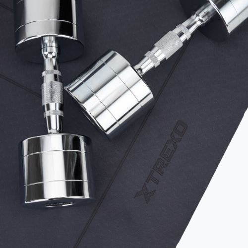 XTREXO chrome dumbbells 2x10 kg silver