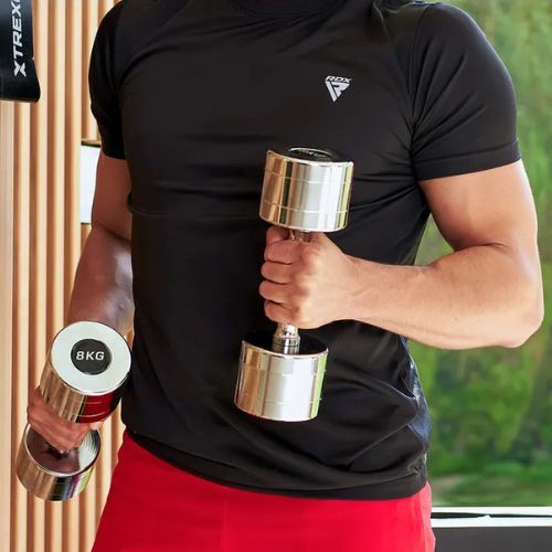 TREXO chrome dumbbells 2x9 kg silver