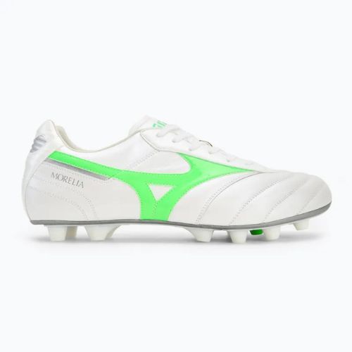 Men's football boots Mizuno Morelia II Elite Md white/neon green/galaxy silver