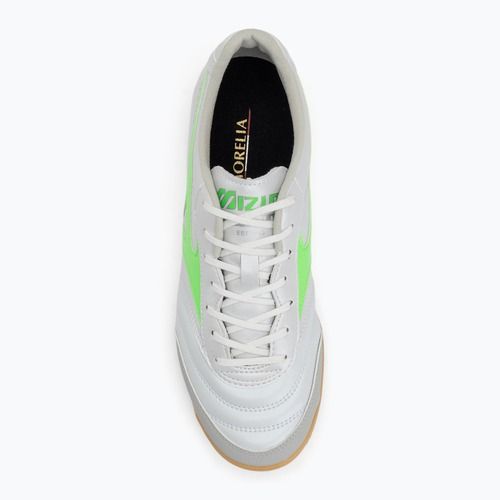 Men's football boots Mizuno Morelia Sala Pro IN white/neon green/galaxy silver