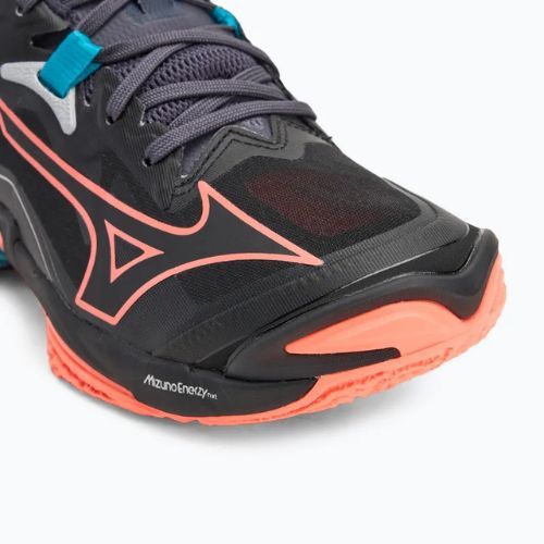 Mizuno Wave Lightning Z8 volleyball shoes black/neon flame/peacock blue