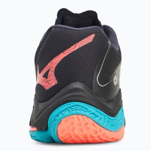 Mizuno Wave Lightning Z8 volleyball shoes black/neon flame/peacock blue