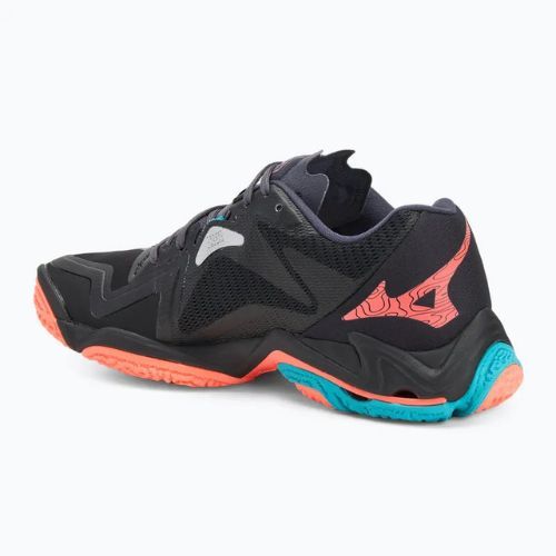 Mizuno Wave Lightning Z8 volleyball shoes black/neon flame/peacock blue