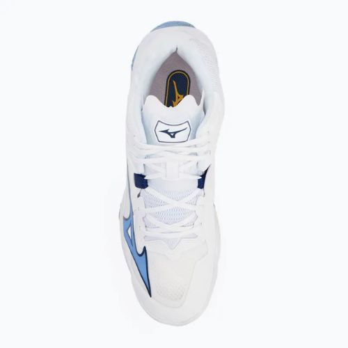 Mizuno Wave Lightning Z8 Mid volleyball shoes white/bellwether blue/bel air blue