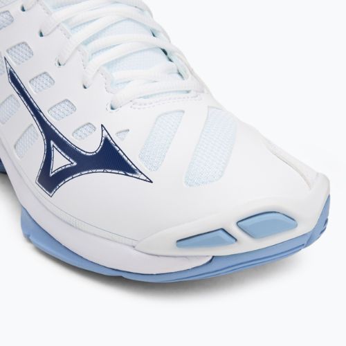 Mizuno Wave Voltage 2 Mid volleyball shoes white/bellwether blue/bel air blue