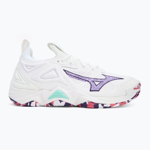 Mizuno Wave Momentum 3 volleyball shoes white/violet indigo/camellia rose