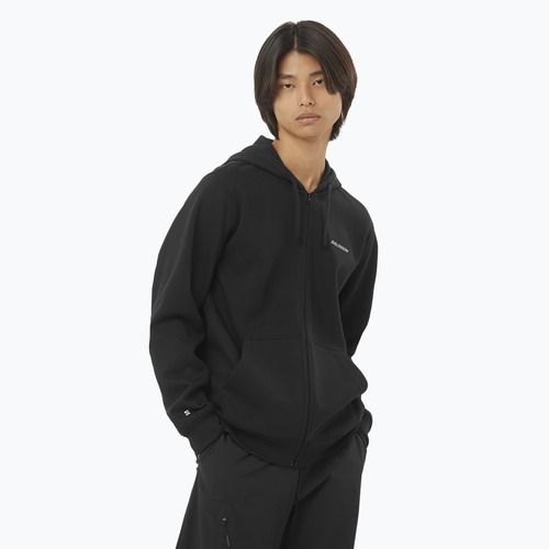 Men's sweatshirt Salomon Logo Full Zip Hoodie deep black