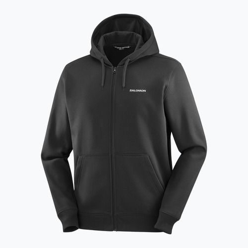 Men's sweatshirt Salomon Logo Full Zip Hoodie deep black