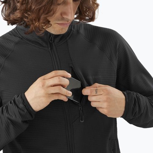 Men's trekking sweatshirt Salomon Lightwarm Full Zip deep black
