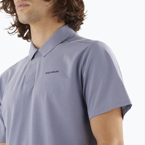 Men's Salomon Trackline Polo T-shirt blue granite