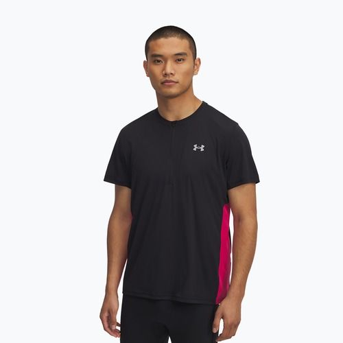 Men's running T-shirt Under Armour Trail Run Zip black/shaded fuchsia/reflective