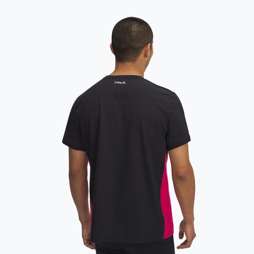 Men's running T-shirt Under Armour Trail Run Zip black/shaded fuchsia/reflective