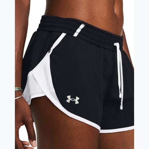 Women's running shorts Under Armour Fly By 3" black / white / reflective