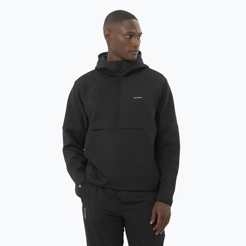 Men's hoodie Salomon SHAKEout Half Zip Hooded deep black