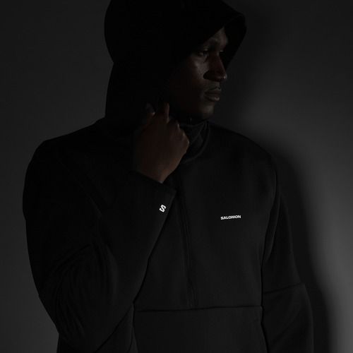 Men's hoodie Salomon SHAKEout Half Zip Hooded deep black