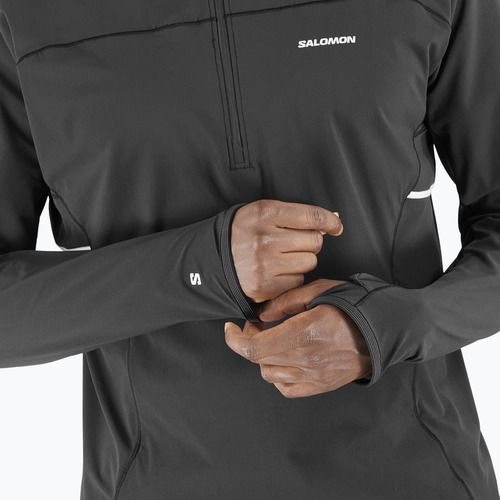 Men's running sweatshirt Salomon Sense Aero Hybrid Half Zip Hooded deep black