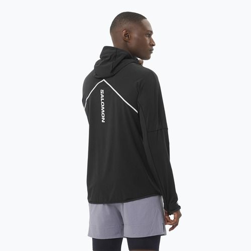 Men's running sweatshirt Salomon Sense Aero Hybrid Half Zip Hooded deep black