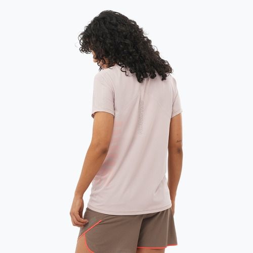Women's running T-shirt Salomon Sense Aero Tee GFX etherea/neon flame