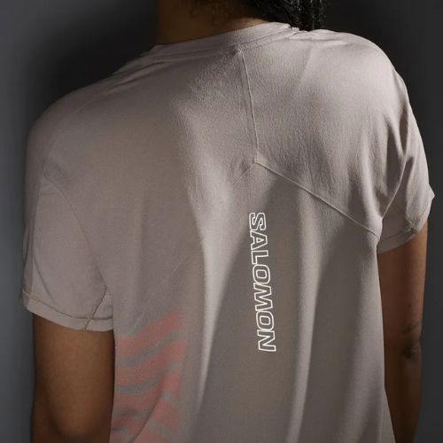 Women's running T-shirt Salomon Sense Aero Tee GFX etherea/neon flame