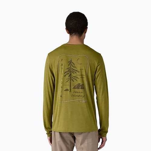 Men's Patagonia Cap Cool Daily Graphic Lands clean climb roots/graze green x-dye longsleeve