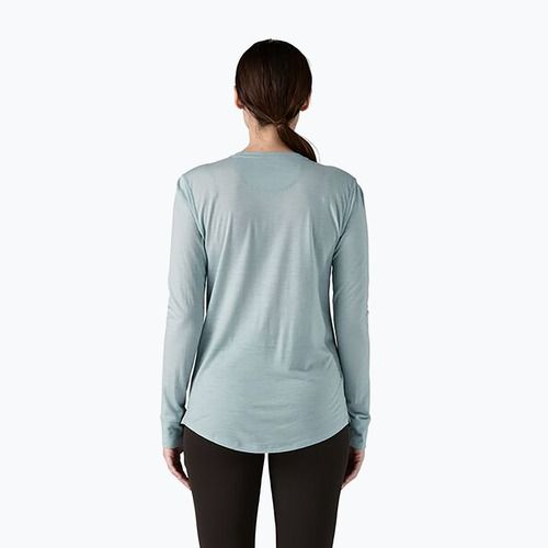 Women's Patagonia Cap Cool Merino Blend Graphic stripe longsleeve: thermal blue