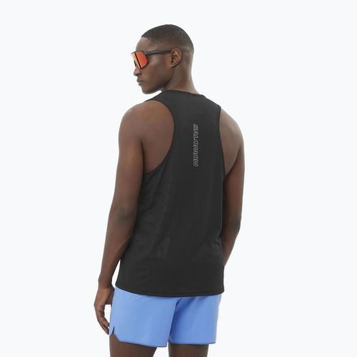 Men's running tank top Salomon Sense Aero Singlet GFX deep black