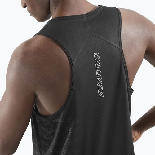 Men's running tank top Salomon Sense Aero Singlet GFX deep black