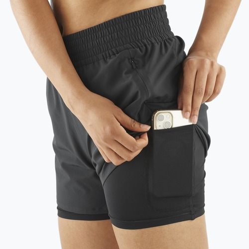 Salomon SHAKEout Core 2IN1 4" women's running shorts deep black