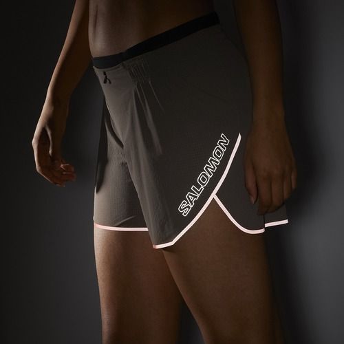 Women's Salomon Sense Aero 5" iron/neon flame running shorts